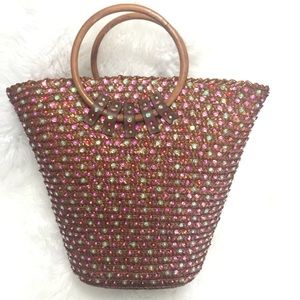 Beautiful Victoria Secret Sequined Basket Tote Bag